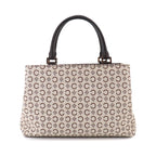 Celine C Macadam Hand Bag Canvas Leather Beige Brown Gold Vintage