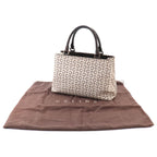Celine C Macadam Hand Bag Canvas Leather Beige Brown Gold Vintage