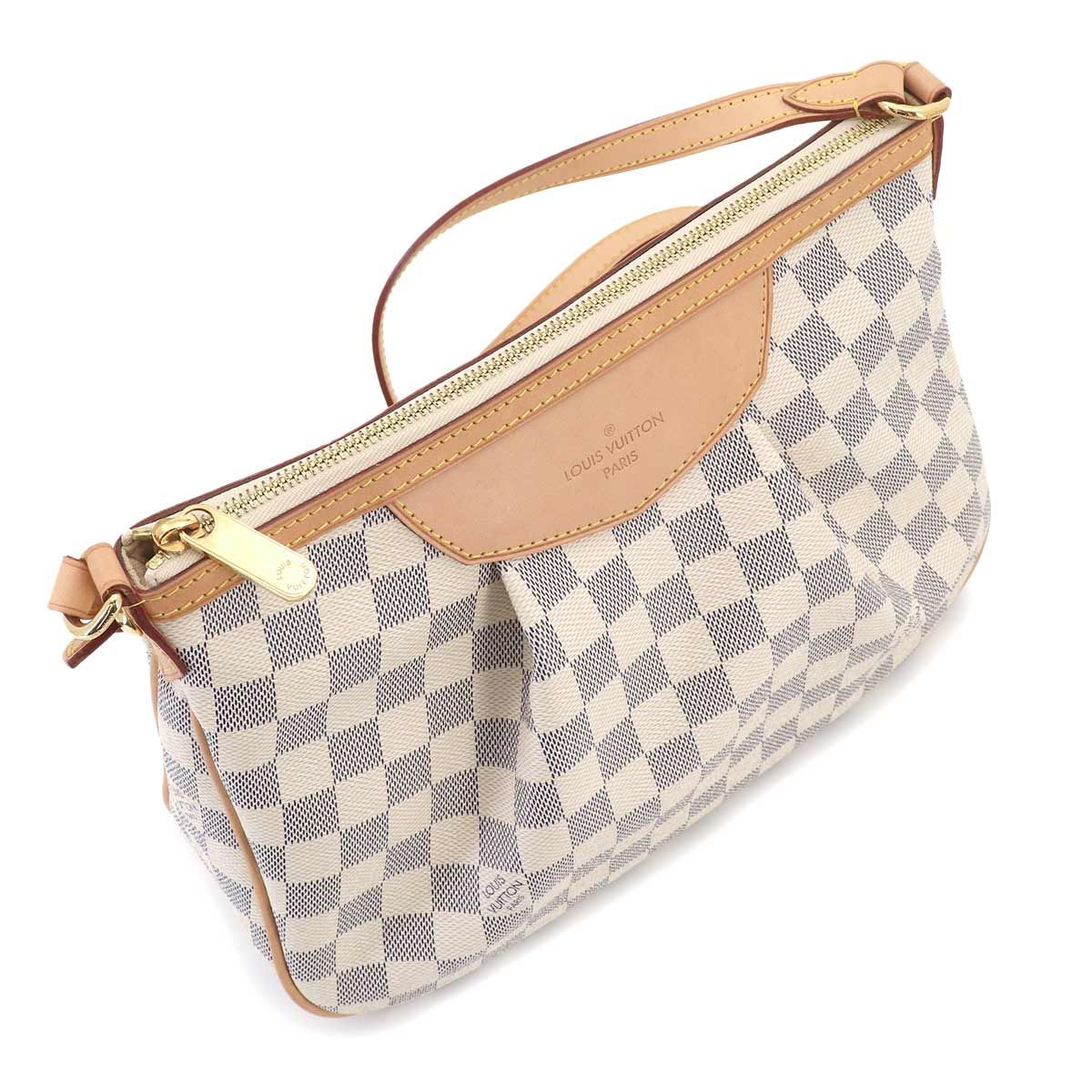 Louis Vuitton Damier Azur Siracusa PM Shoulder Bag Gold