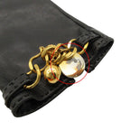 Hermes Gloves Logo Charm Chain Lambskin 7.5 Black