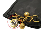 Hermes Gloves Logo Charm Chain Lambskin 7.5 Black