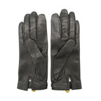 Hermes Gloves Logo Charm Chain Lambskin 7.5 Black