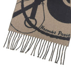 Hermes Clic Clac Cashmere Scarf with Fringe Shawl Brown Black