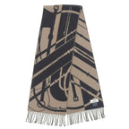Hermes Clic Clac Cashmere Scarf with Fringe Shawl Brown Black