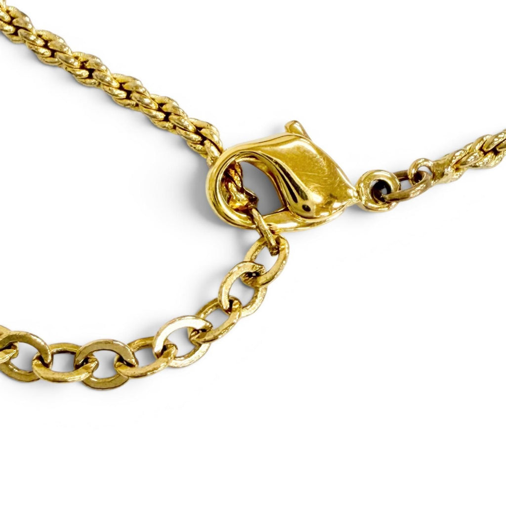 Dior Vintage CD Logo Rhinestone Coin Motif Necklace Gold