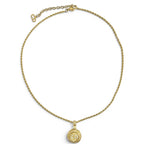 Dior Vintage CD Logo Rhinestone Coin Motif Necklace Gold