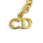 Dior Vintage CD Logo Rhinestone Coin Motif Necklace Gold