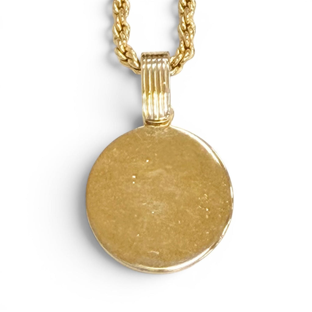 Dior Vintage CD Logo Rhinestone Coin Motif Necklace Gold