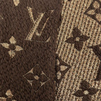 Louis Vuitton Echarpe Logo Mania Shine Wool Silk Brown Monogram Scarf