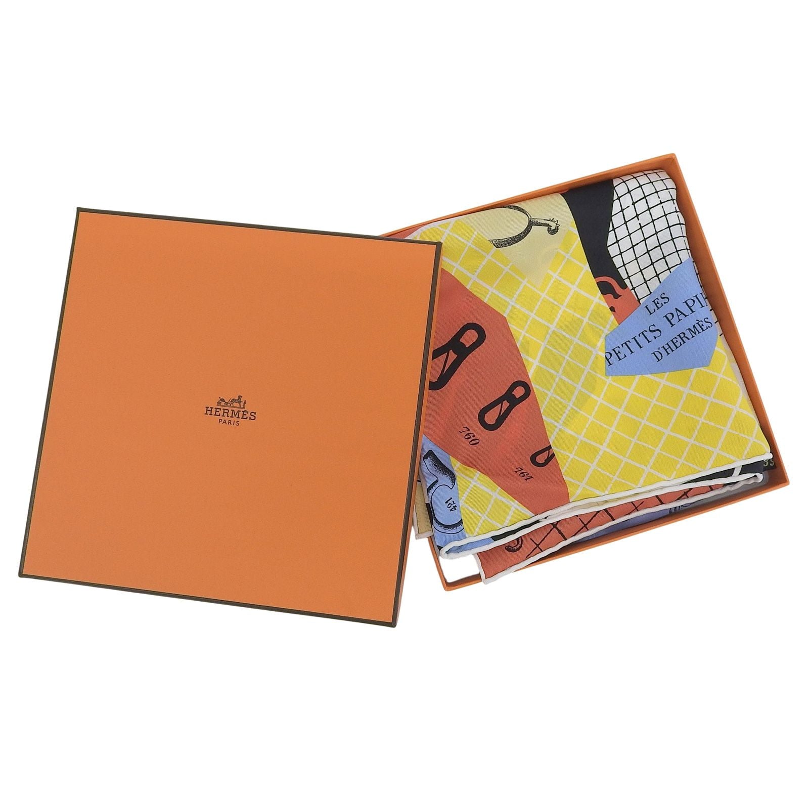 Hermes Carre 70 les Petit Papier'd 100% Silk Scarf Multi
