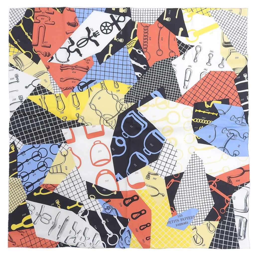 Hermes Carre 70 les Petit Papier'd 100% Silk Scarf Multi