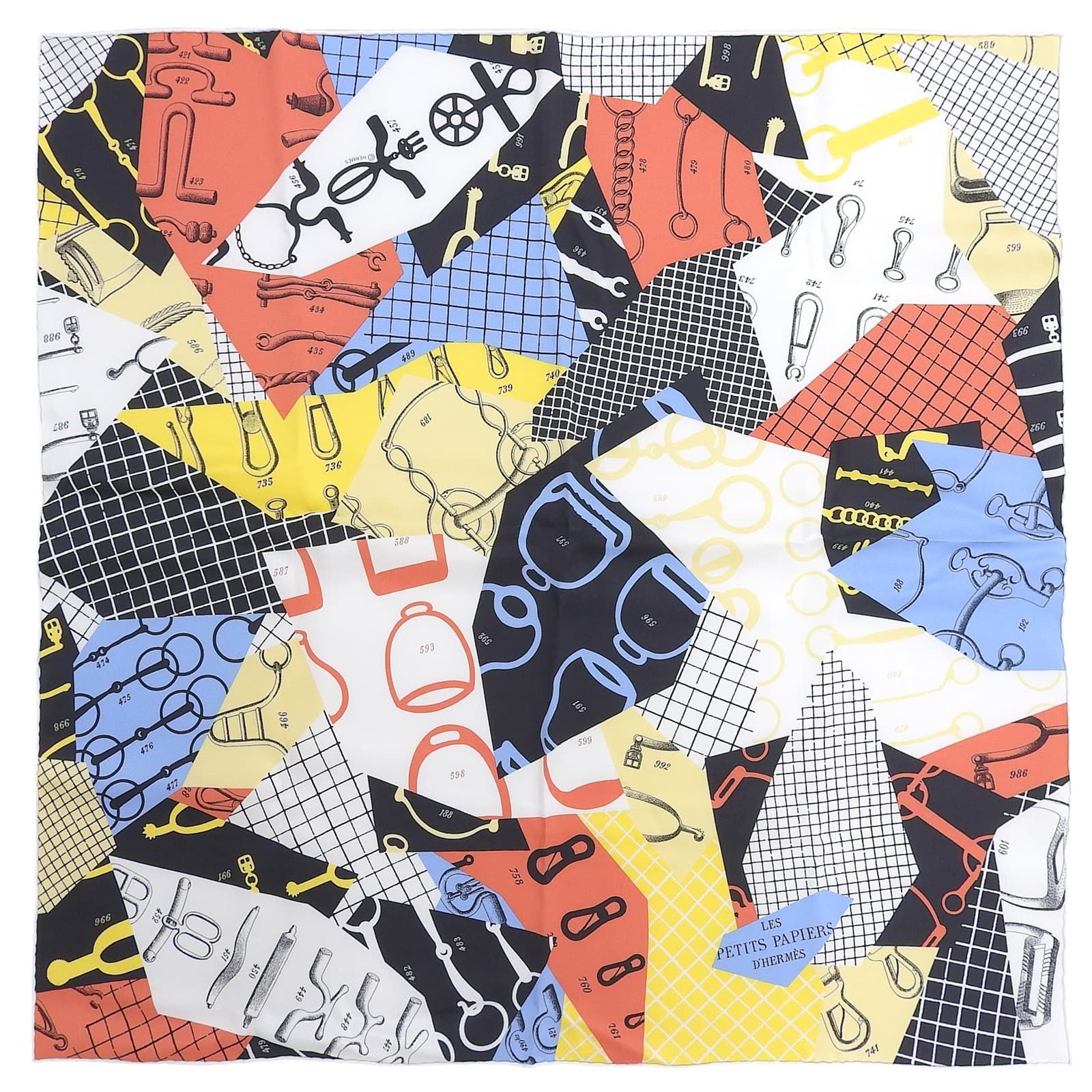 Hermes Carre 70 les Petit Papier'd 100% Silk Scarf Multi
