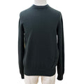 Hermes Cashmere Logo Embroidery Crew Neck Long Sleeve Knit Sweater Khaki Navy XS