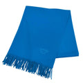 Hermes Cashmere Logo Embroidered Fringe Large Scarf Shawl Blue