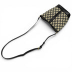 Celine Small Bucket Triomphe Canvas &calfskin Shoulder Bag Off White Black