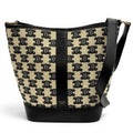 Celine Small Bucket Triomphe Canvas &calfskin Shoulder Bag Off White Black
