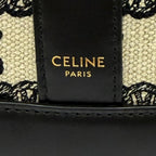 Celine Small Bucket Triomphe Canvas &calfskin Shoulder Bag Off White Black