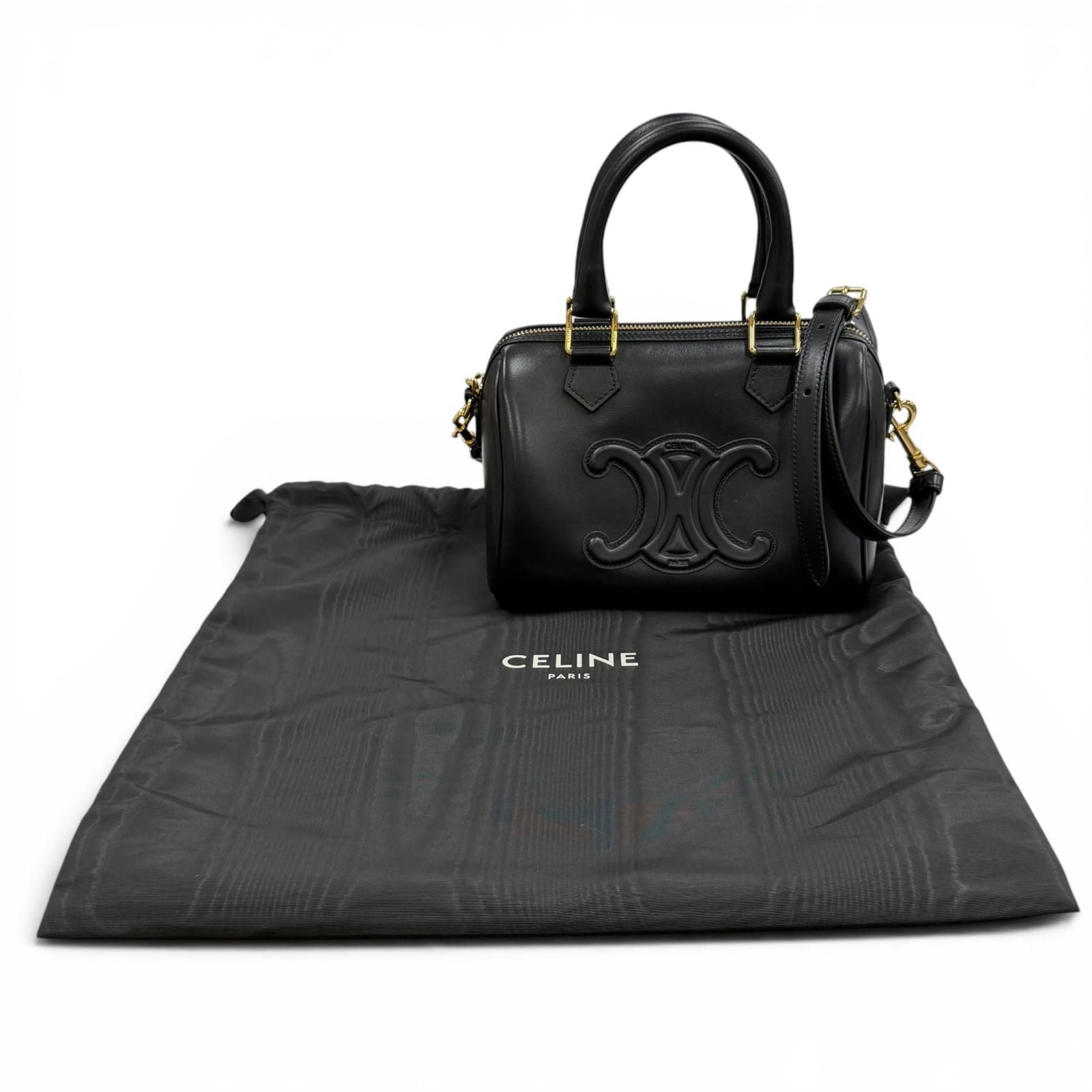 Celine Smooth Calfskin Cuir Triomphe Small Boston 2-Way Shoulder Bag