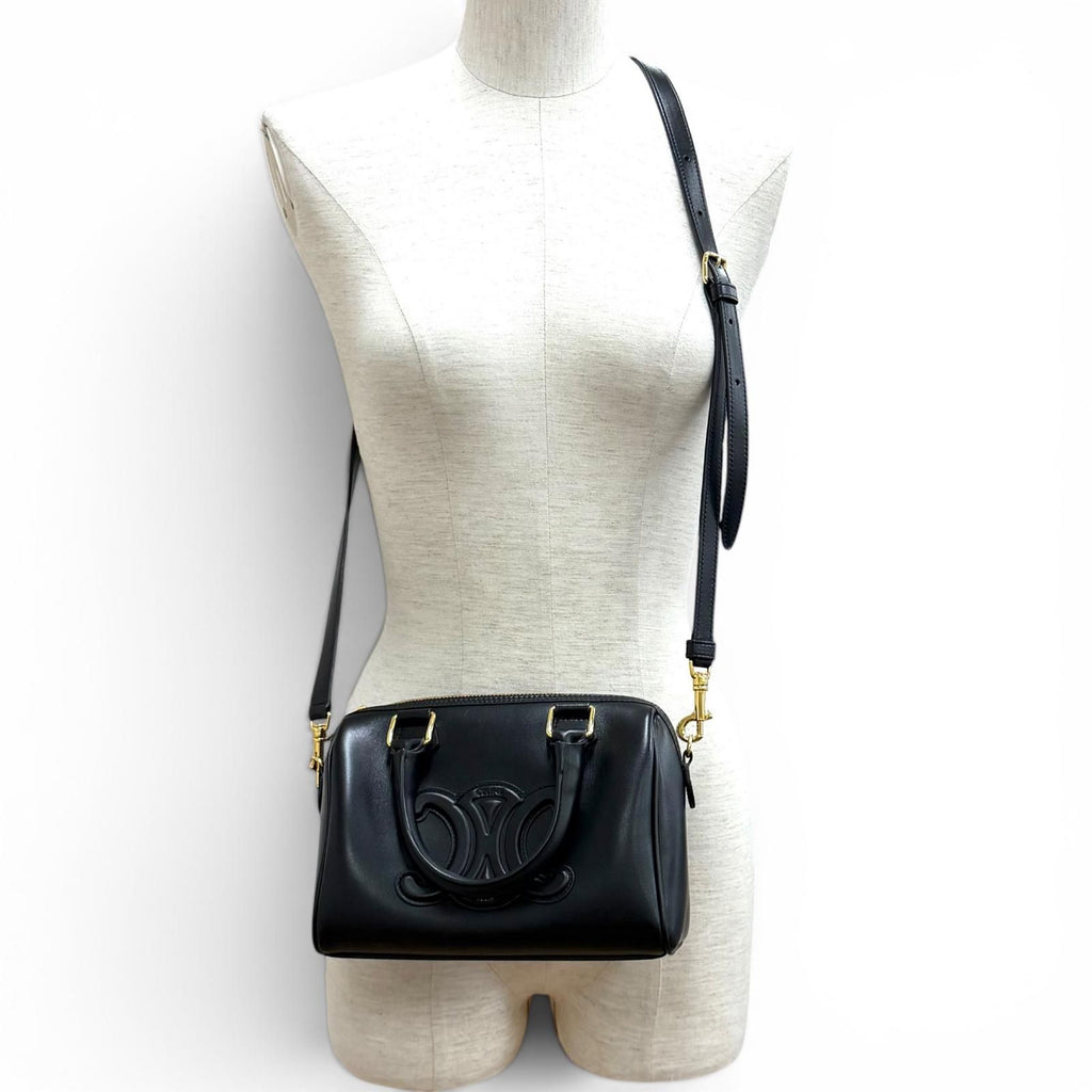 Celine Smooth Calfskin Cuir Triomphe Small Boston 2-Way Shoulder Bag