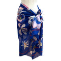 Chanel Cotton Silk Blend CC Logo Floral Pattern Large Pareo Blue Skirt