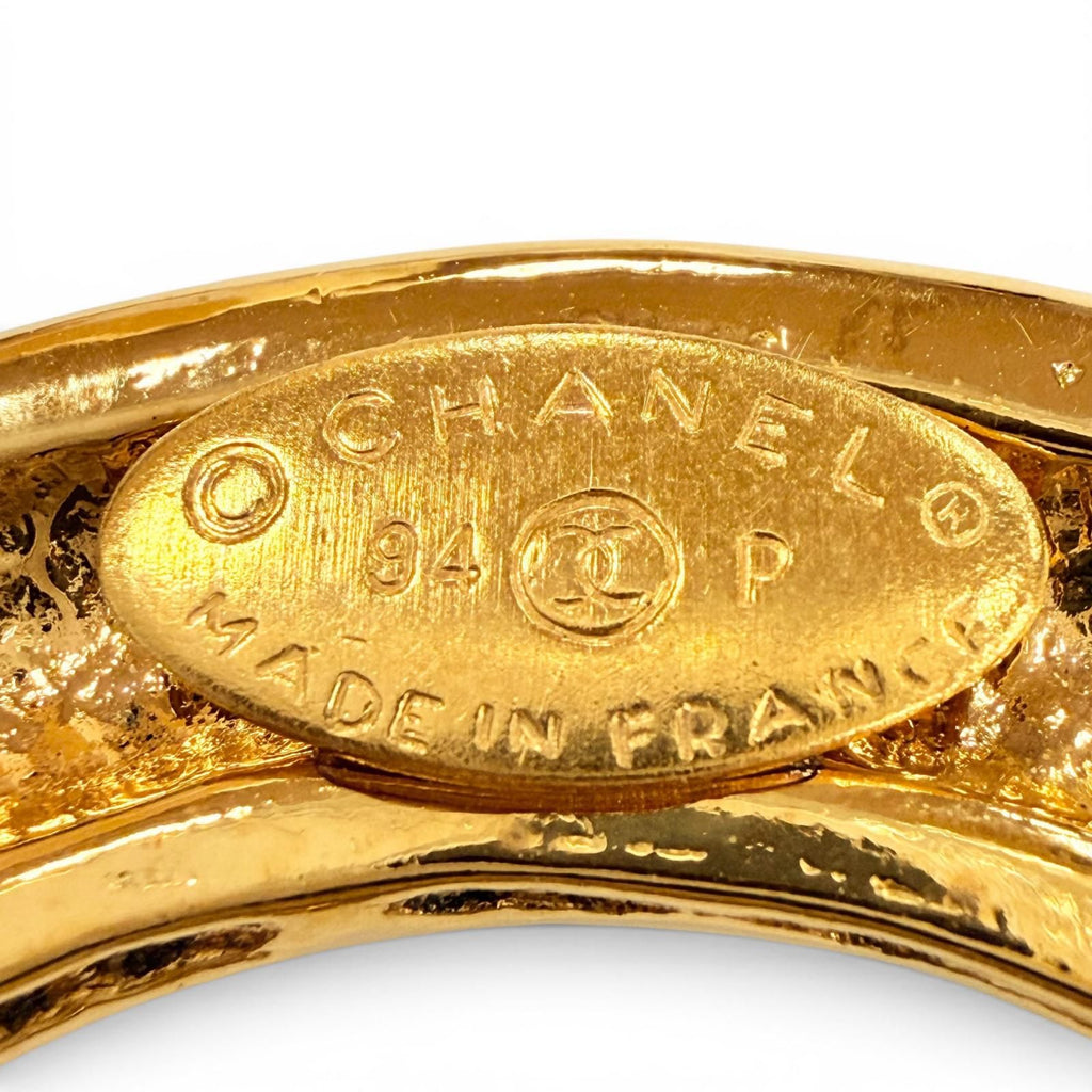 Chanel Vintage 5 CC Logo Circle Swing Brooch Gold French
