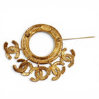 Chanel Vintage 5 CC Logo Circle Swing Brooch Gold French
