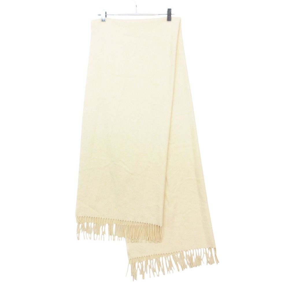 Hermes Scarf Cashmere Large Shawl Fringe Cream