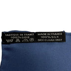 Hermes 100% Silk Petit Carre 45 Gavroche All Over Pattern Scarf Navy Yellow