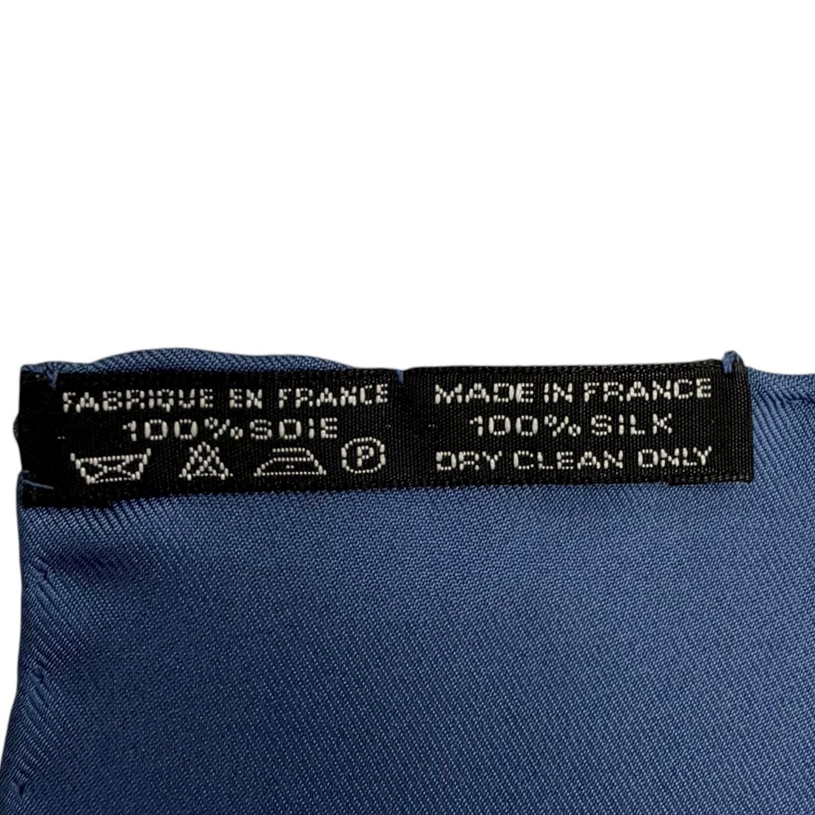 Hermes 100% Silk Petit Carre 45 Gavroche All Over Pattern Scarf Navy Yellow