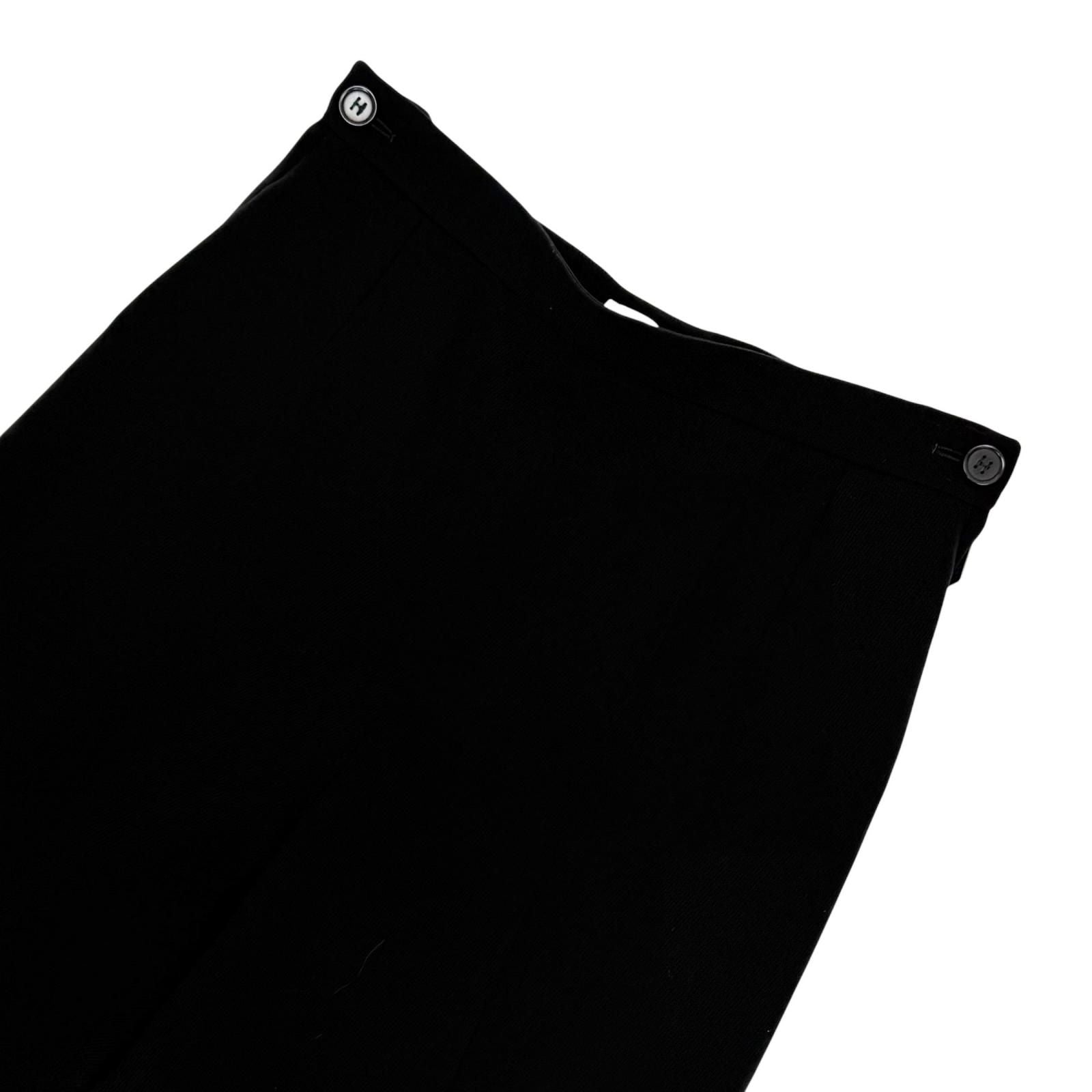Hermes Vintage Wool Martin Margiela Era Logo Button Pleated Pants Black 38 — view 3