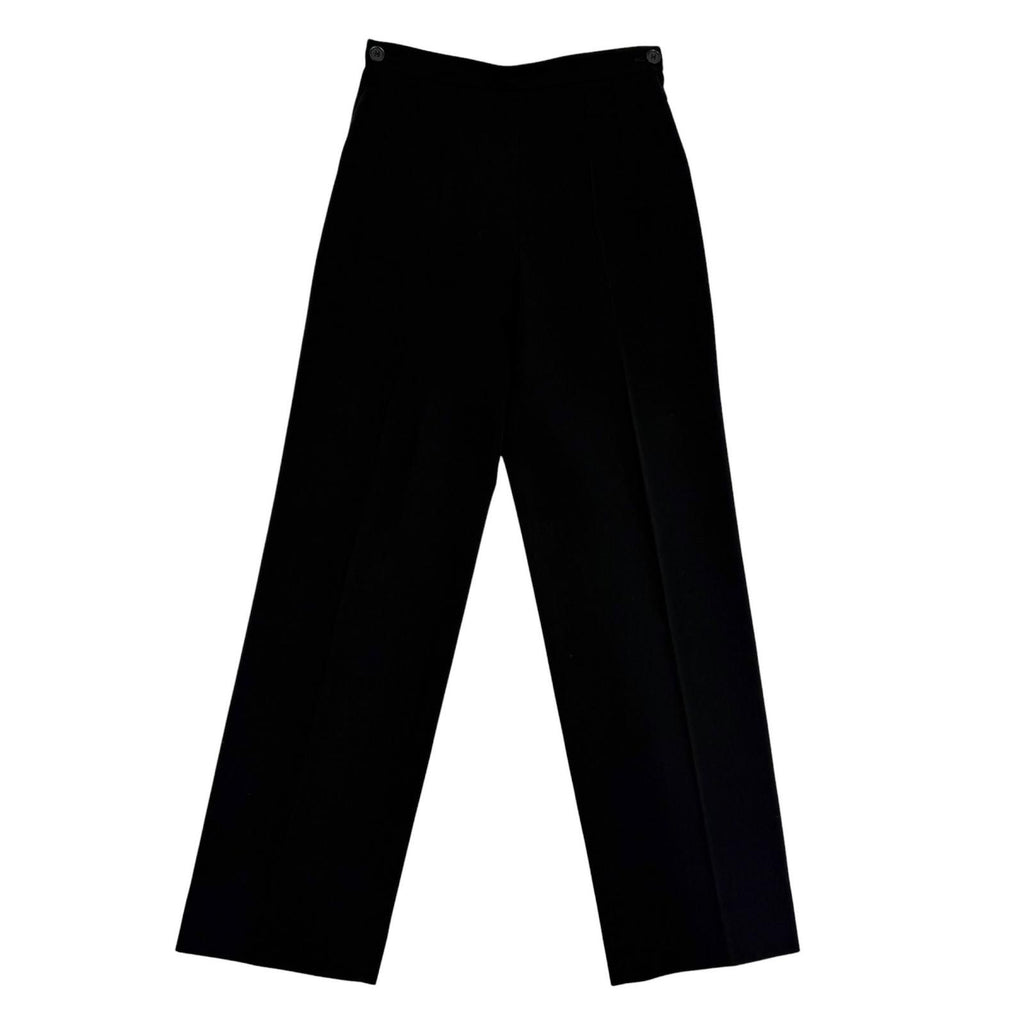Hermes Vintage Wool Martin Margiela Era Logo Button Pleated Pants Black 38