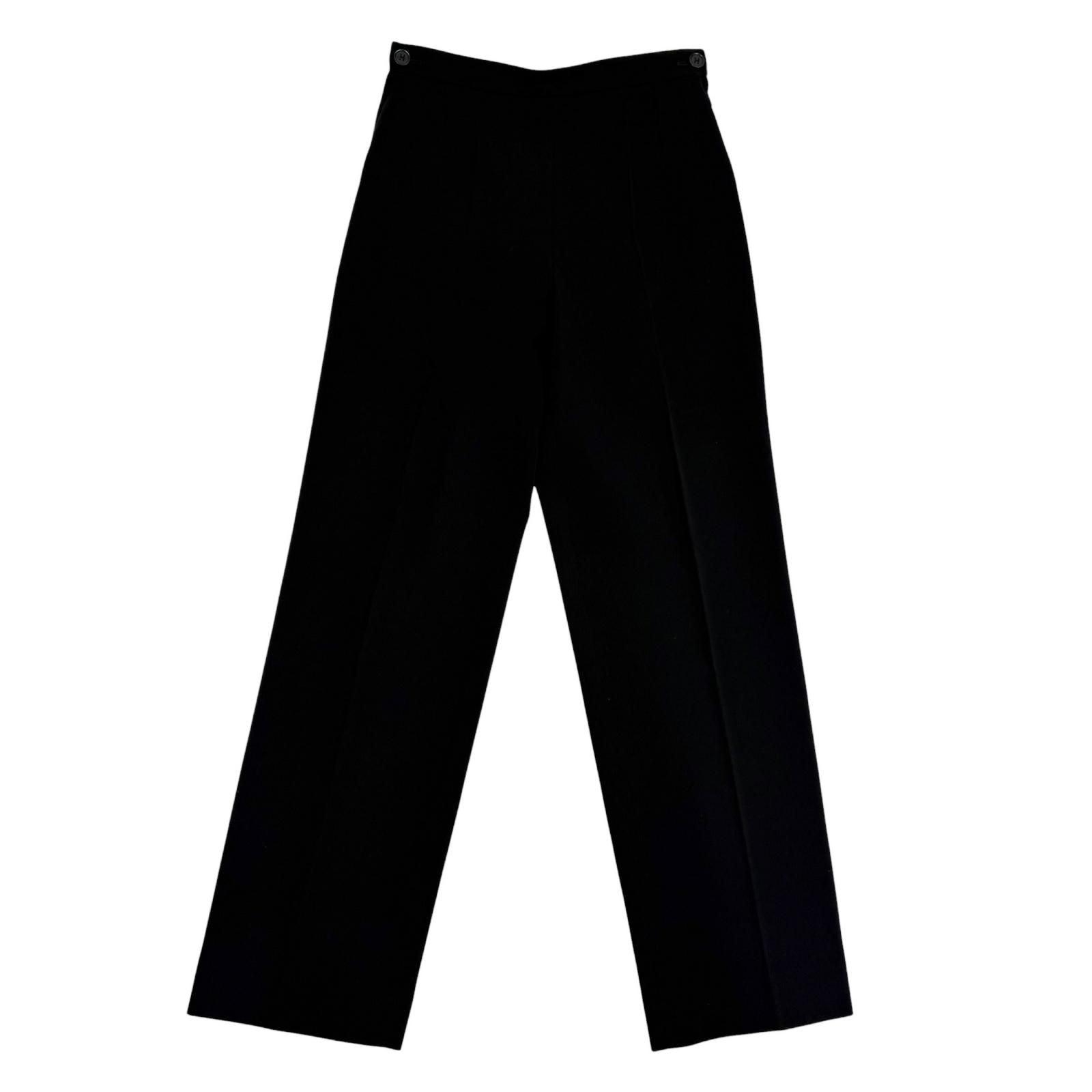 Hermes Vintage Wool Martin Margiela Era Logo Button Pleated Pants Black 38