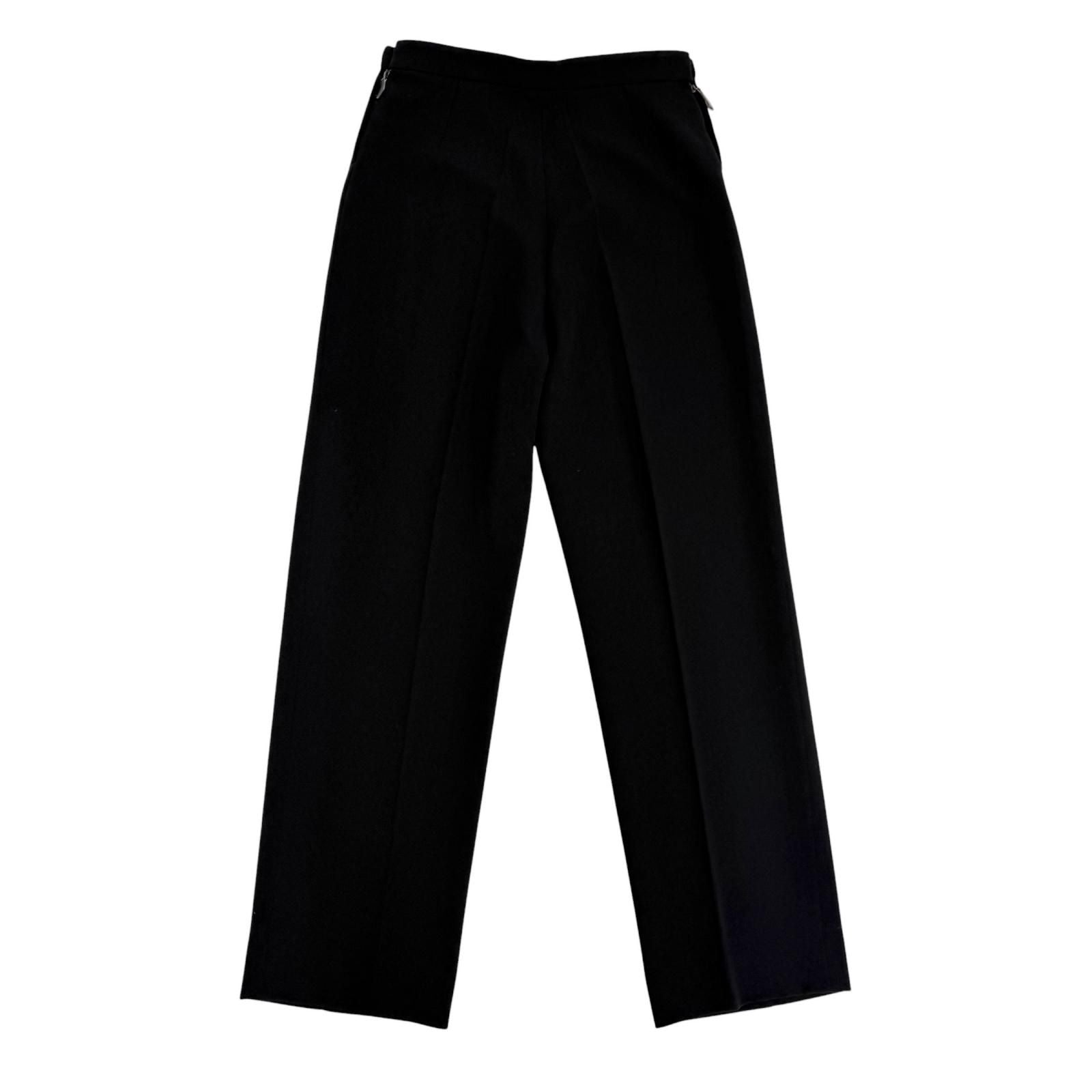 Hermes Vintage Wool Martin Margiela Era Logo Button Pleated Pants Black 38 — view 2