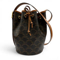 Celine Triomphe Small Drawstring Shoulder Bag Canvas Tan with Protective