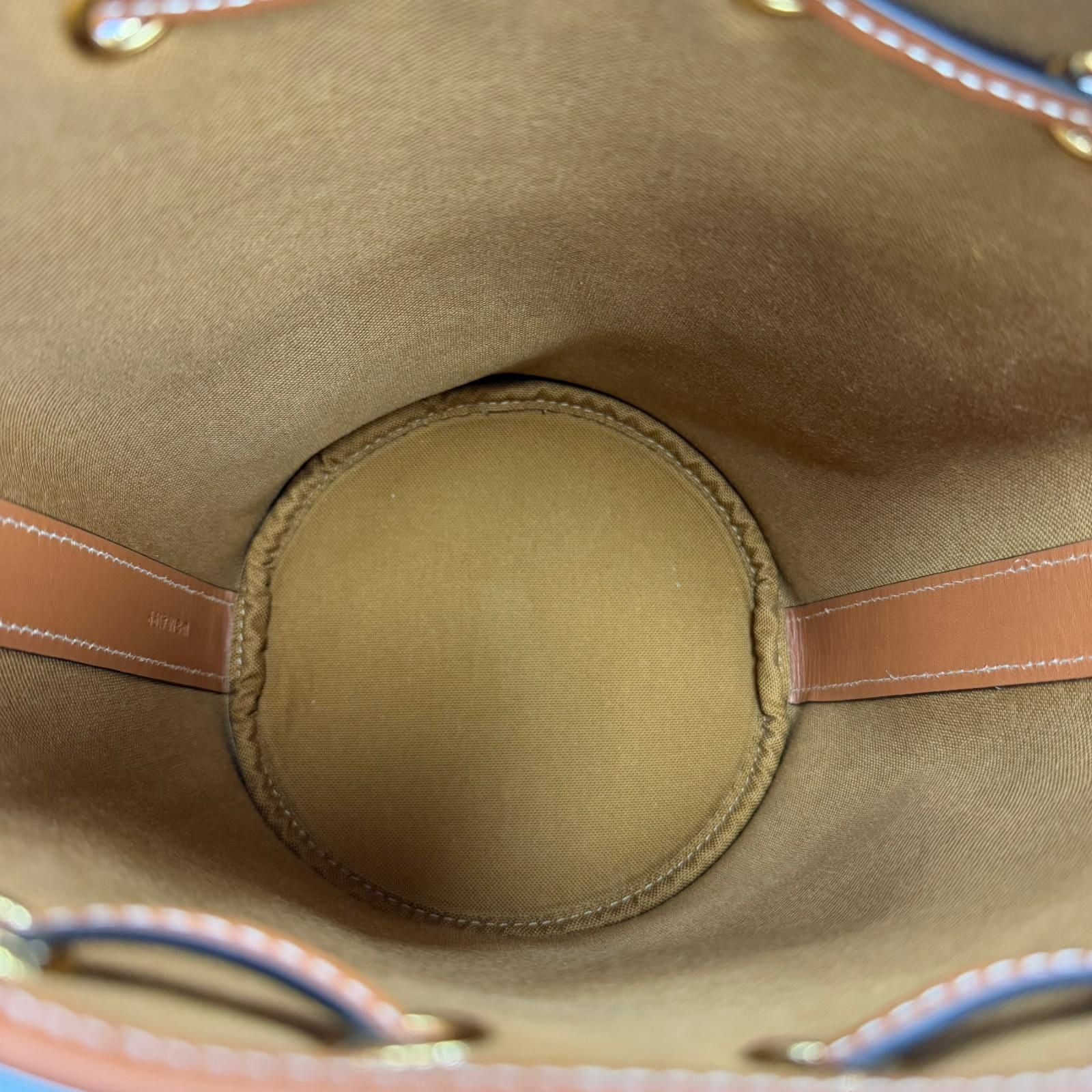 Celine Triomphe Small Drawstring Shoulder Bag Canvas Tan with Protective