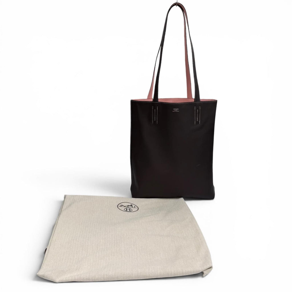 Hermes Neo Double Sens 35 Ebene Rose Sakura Swift Reversible Tote Bag