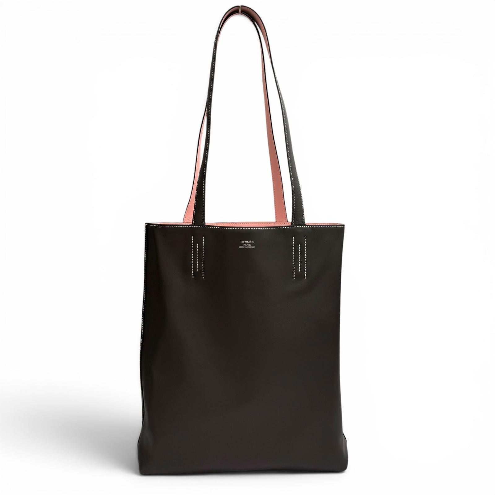Hermes Neo Double Sens 35 Ebene Rose Sakura Swift Reversible Tote Bag
