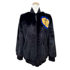 Fendi FF Logo Heart Motif Mink Zip Jacket Black 38