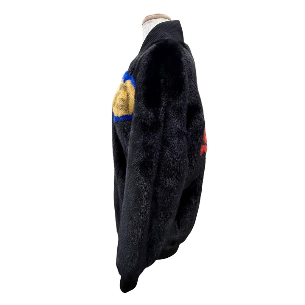 Fendi FF Logo Heart Motif Mink Zip Jacket Black 38 — view 3