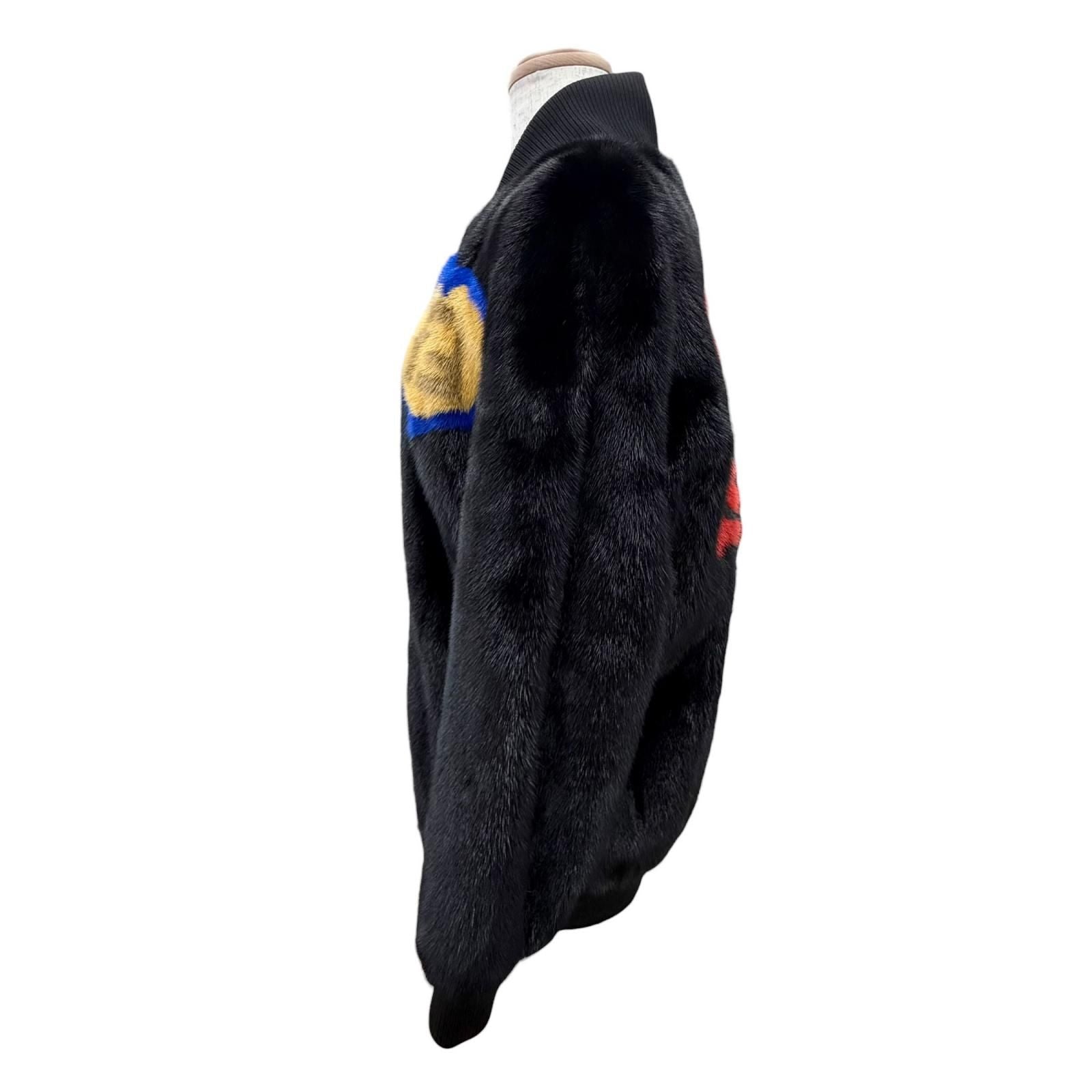 Fendi FF Logo Heart Motif Mink Zip Jacket Black 38 — view 3