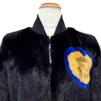 Fendi FF Logo Heart Motif Mink Zip Jacket Black 38 — view 2