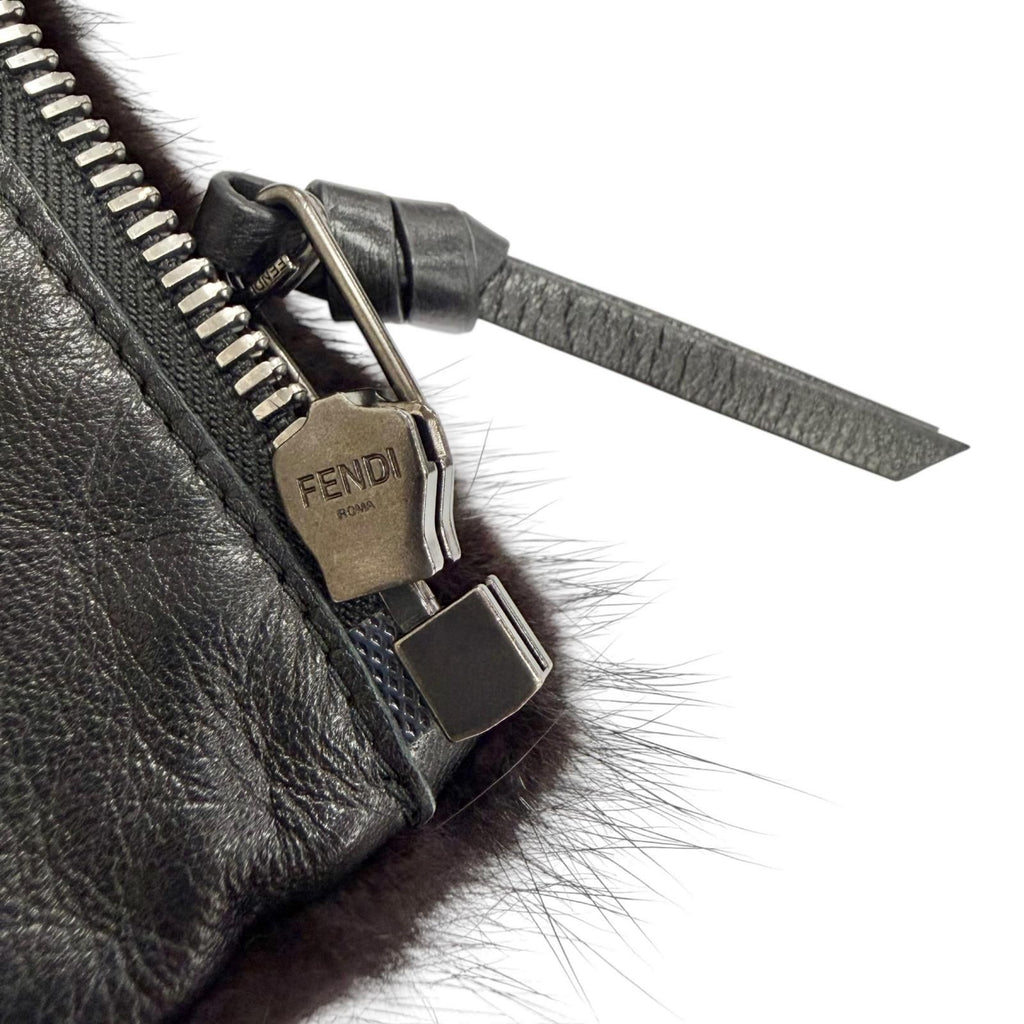Fendi FF Logo Heart Motif Mink Zip Jacket Black 38 — view 8