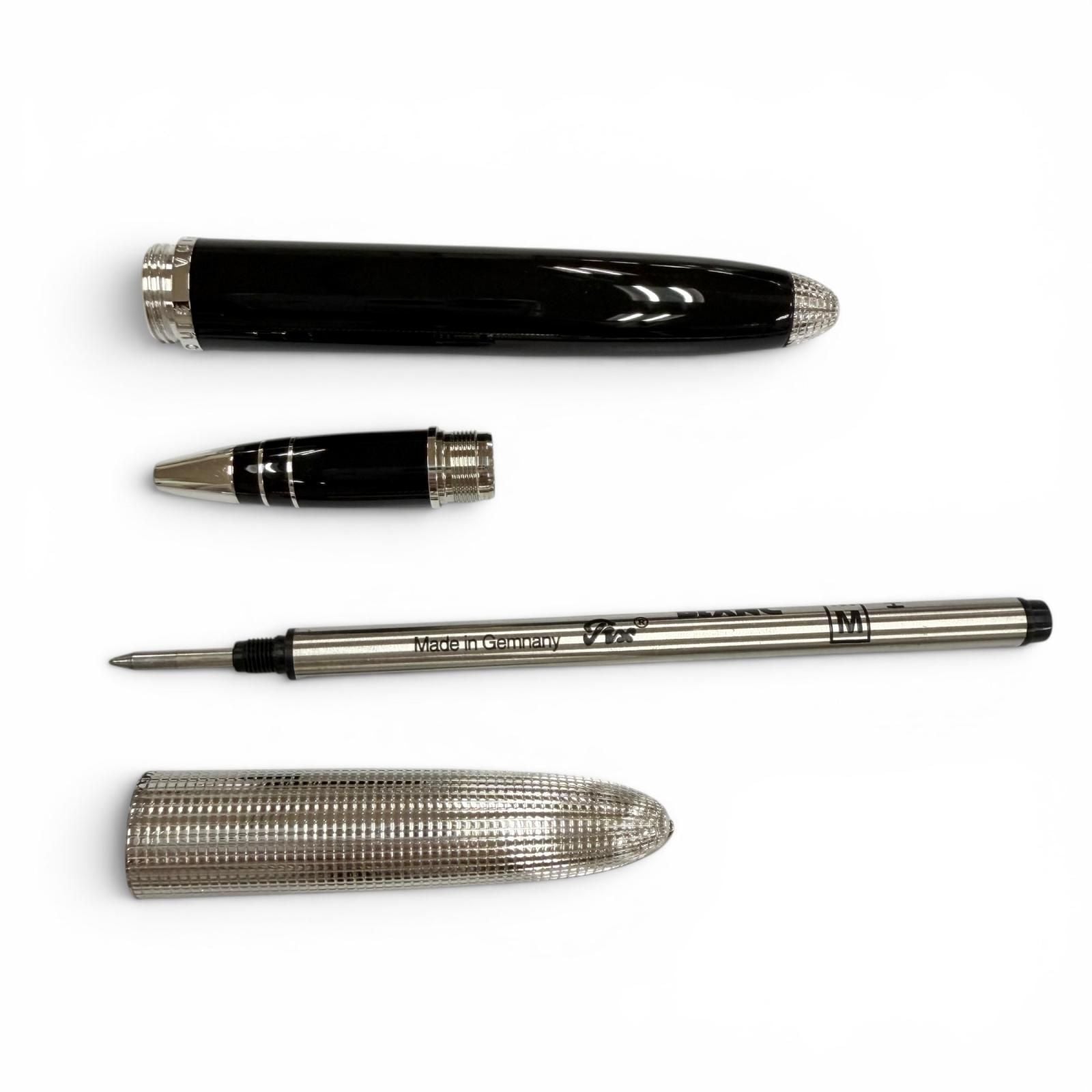 Louis Vuitton Doc Lacquer Plaid Pattern Cap Type Ballpoint Pen Silver Black
