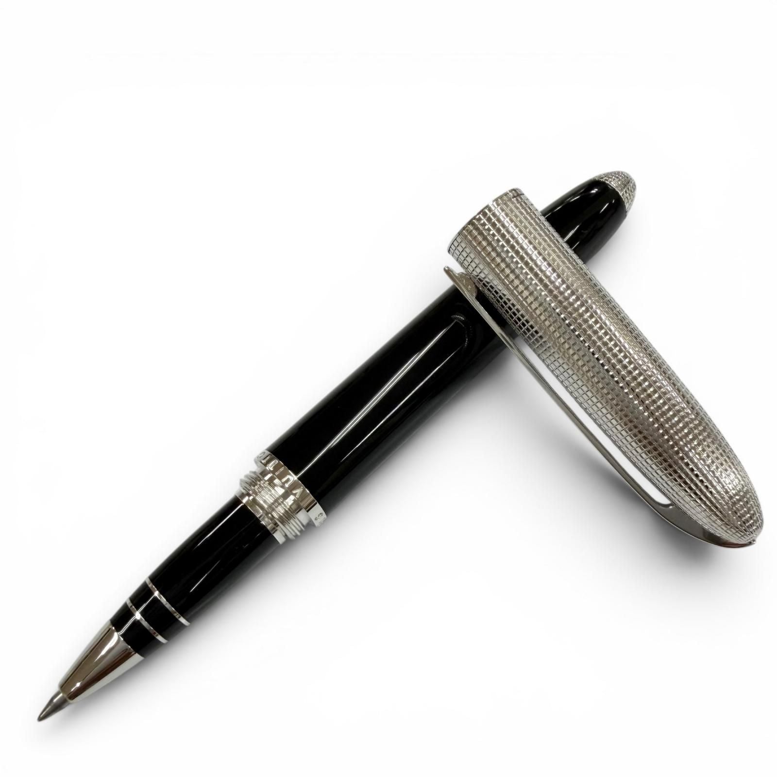 Louis Vuitton Doc Lacquer Plaid Pattern Cap Type Ballpoint Pen Silver Black