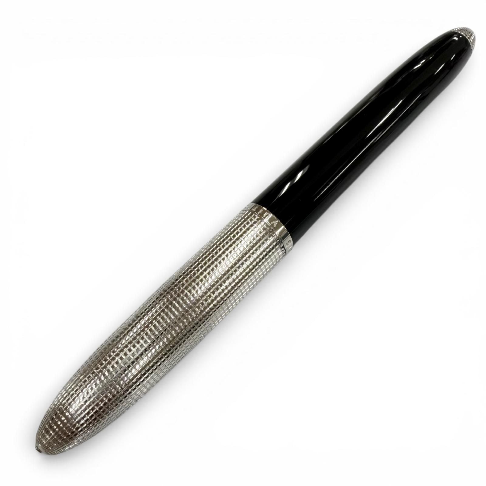 Louis Vuitton Doc Lacquer Plaid Pattern Cap Type Ballpoint Pen Silver Black