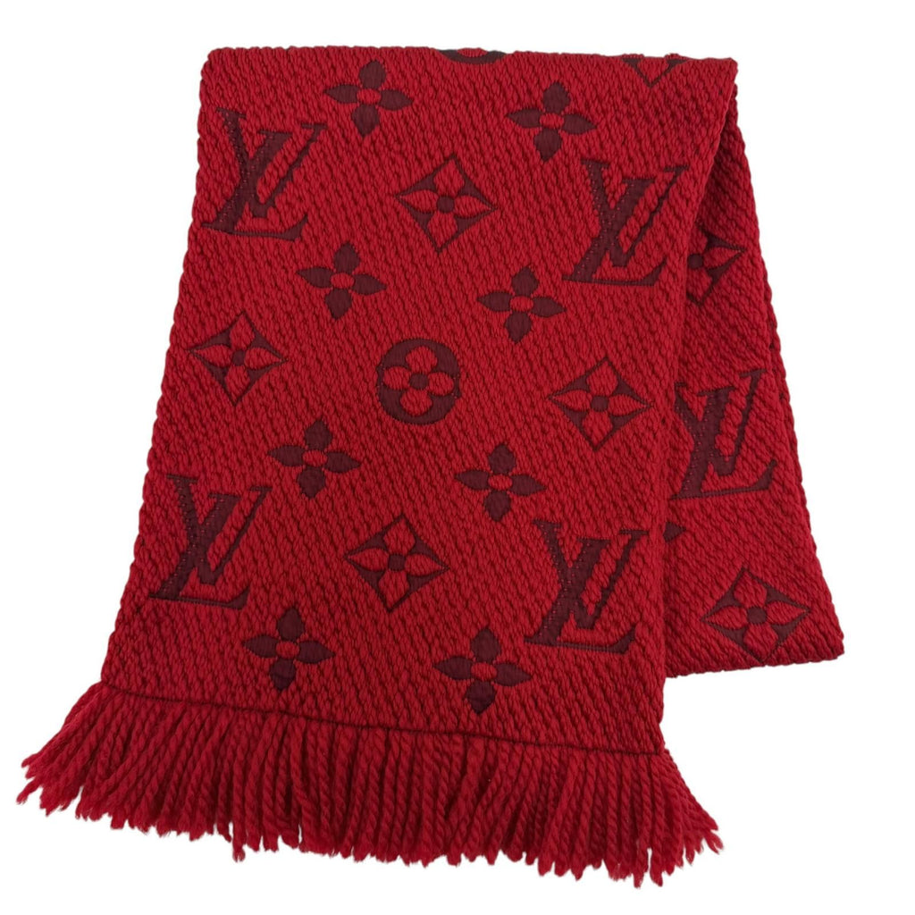 Louis Vuitton Echarpe Logo Mania Wool Silk Ruby Monogram Scarf