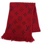 Louis Vuitton Echarpe Logo Mania Wool Silk Ruby Monogram Scarf