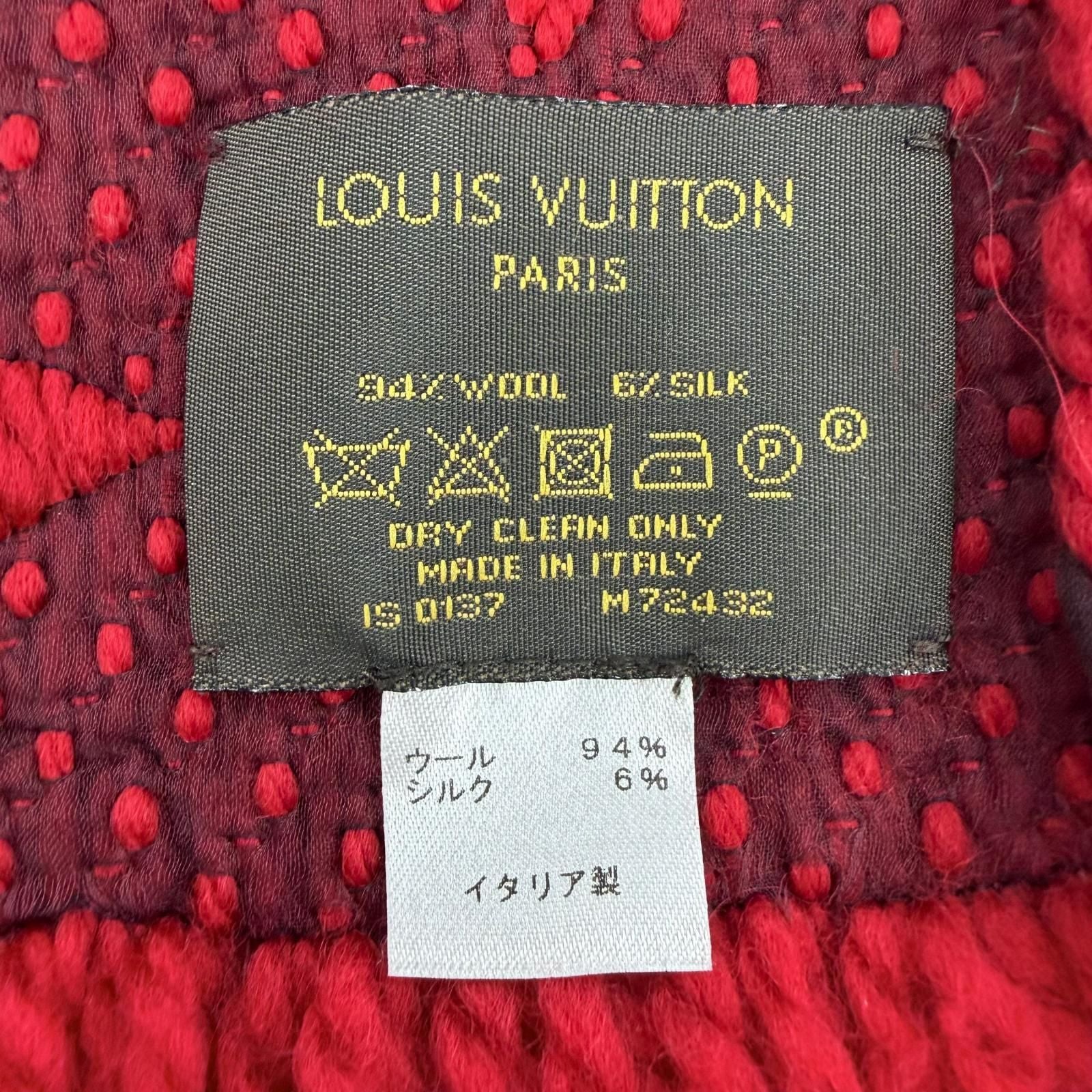 Louis Vuitton Echarpe Logo Mania Wool Silk Ruby Monogram Scarf