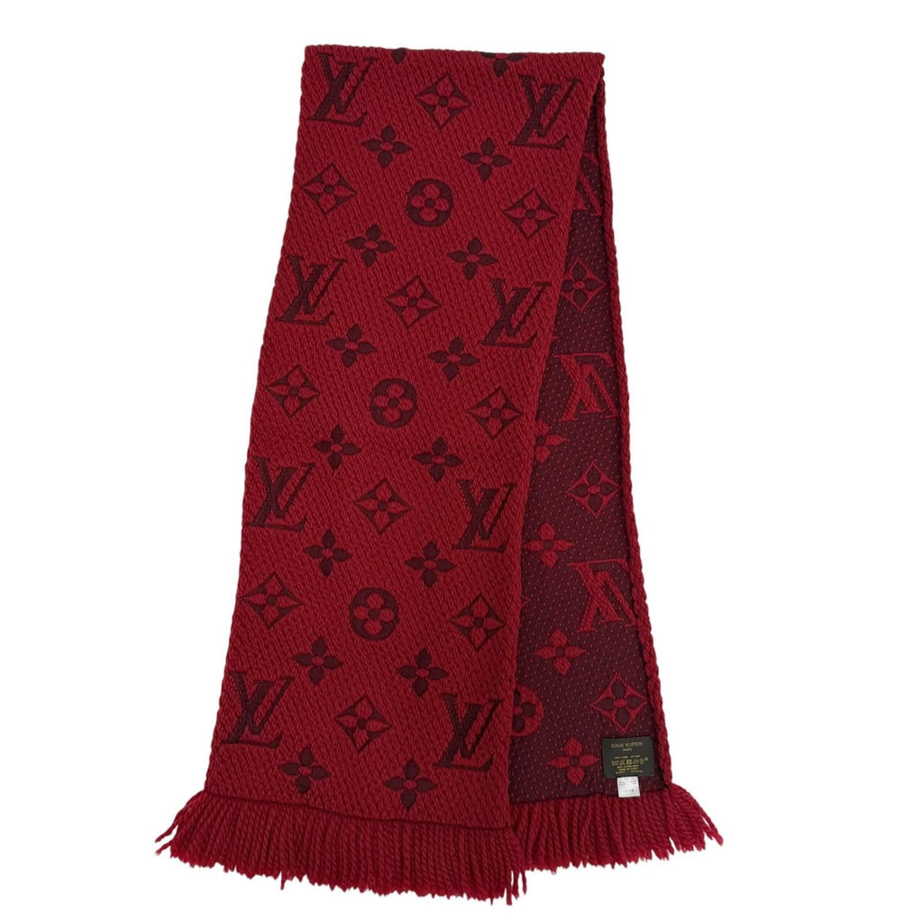 Louis Vuitton Echarpe Logo Mania Wool Silk Ruby Monogram Scarf