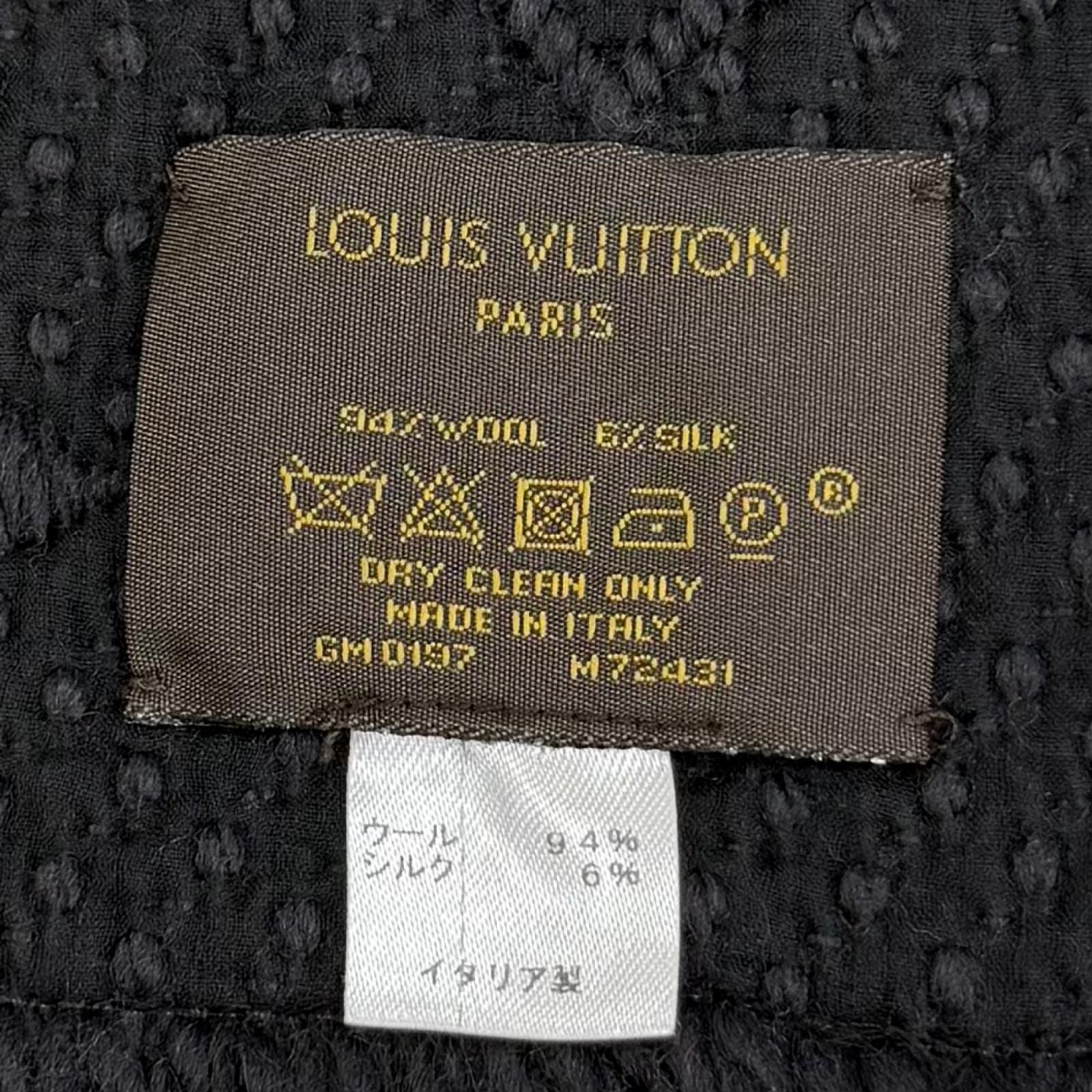Louis Vuitton Echarpe Logo Mania Silk Blend Anthracite Monogram Scarf Black